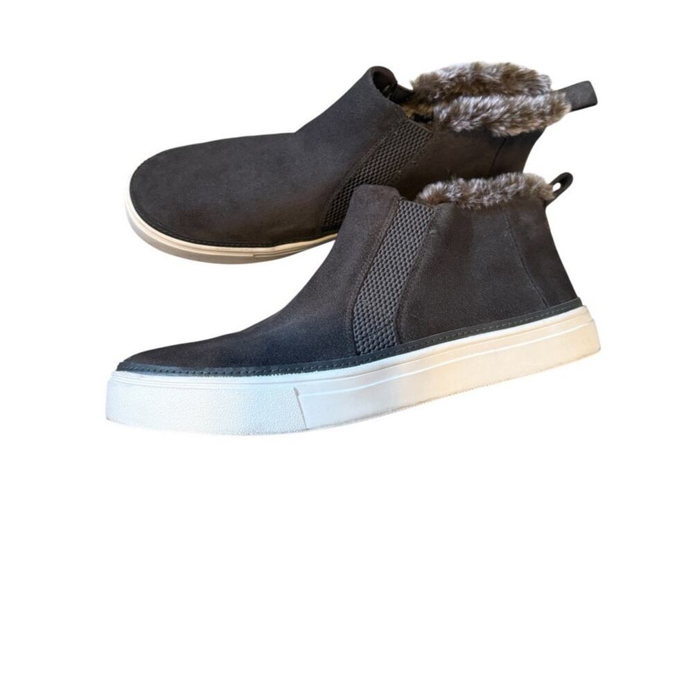 Toms Bryce 9 slip on suede mid sneaker faux fur trim 2902